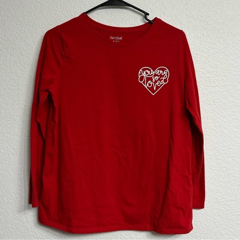 Cat & Jack Girls You Are So Loved Red Long Sleeve Shirt XL (14/16) PLUS